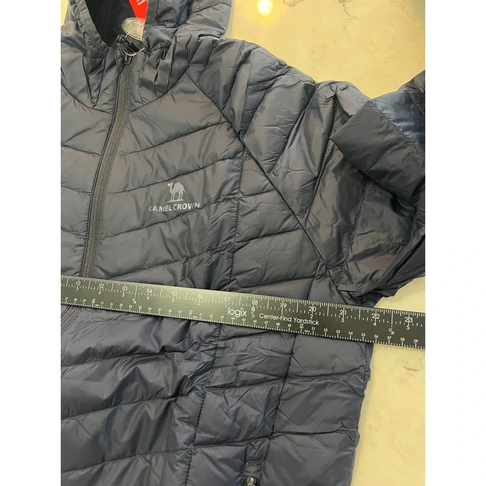 Camel Crown Men Insulated Hooded Puffer Jacket Navy Blue Lightweight Winter Warm
